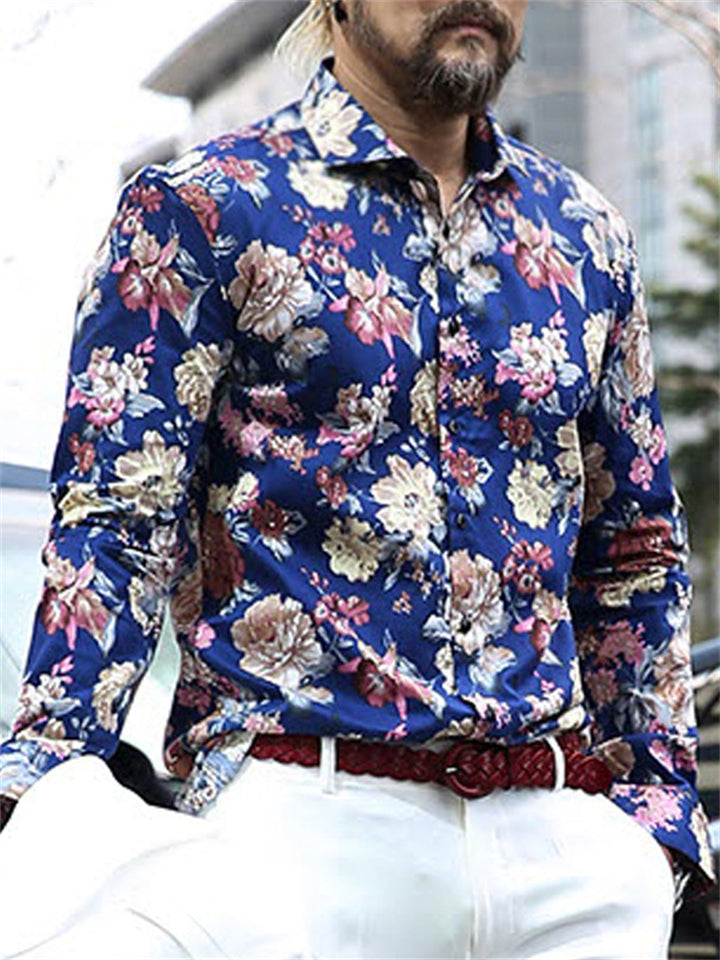 Male Hawaii Style Floral Printed Vacation Beach Shirts