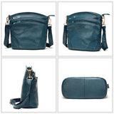 Retro Casual Leather Multi-Layer Zipper Closure Shoulder Bag Crossbody Bag For Women