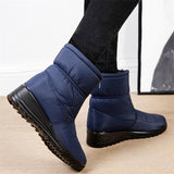 Waterproof Front Zipper Plush Ankle Boots