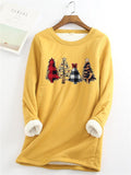 Women's Christmas Tree Print Long Sleeve Thick Sweatshirt