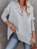 Women's V-Neck Long Sleeve Plus Size Loose Hoodies