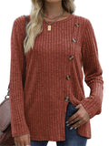 Ladies Chic Button Front Split Long Sleeve Knitted Shirts