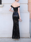 Stunning Sequined Backless Thigh High Slit Dress for Evening