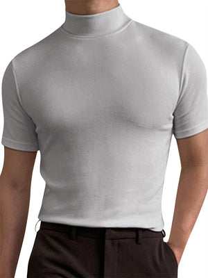 Slim Short Sleeve Round Neck Base Shirt for Men