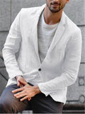 Men's Slim Fit Lapel Collar Casual Linen Blazer Jacket