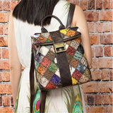 Trendy Delicate Ethnic Patchwork Multi-color Backpack For Women