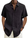 Short Sleeve Linen Beach Shirts for Men