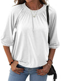 Casual Solid Color Round Neck 3/4 Sleeve T-Shirts