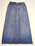 Elastic Waistband Long Denim Skirt