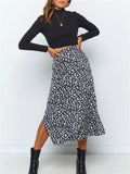 New Leisure Simple Style Printed Split Hem Sexy Skirts