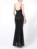 Shining Sequined Evening Wrap Dress for Women