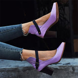 Stylish Ankle Strap Chunky High Heel Shoes