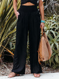Women's High Waist Wide Leg Cotton Linen Pants