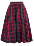 Fashion Autumn Winter Ladies Woolen Big Swing Plaid Skirt