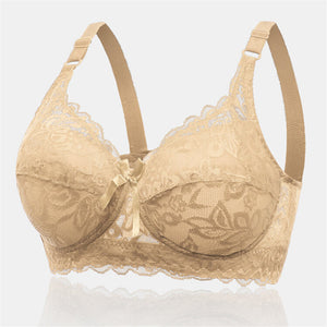 Women's Push Up Comfortable Floral Lace Bras - Nude