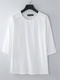 Mens Vintage Casual O Neck Solid Color T-Shirts