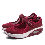 Rocker Bottom Velcro Mesh Flat Shoes
