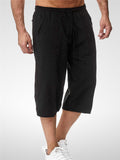 Men 3/4 Length Large Size High Waist Shorts