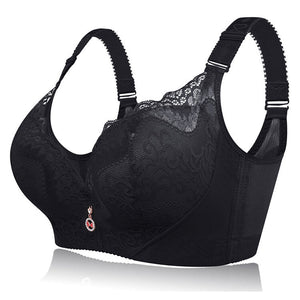 Plus Size Push Up Side Support Lace Bras - Black