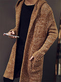 Men's Casual Horn Button Hooded Long Cardigan