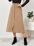 Female Autumn Winter Corduroy Single Breasted Skirts