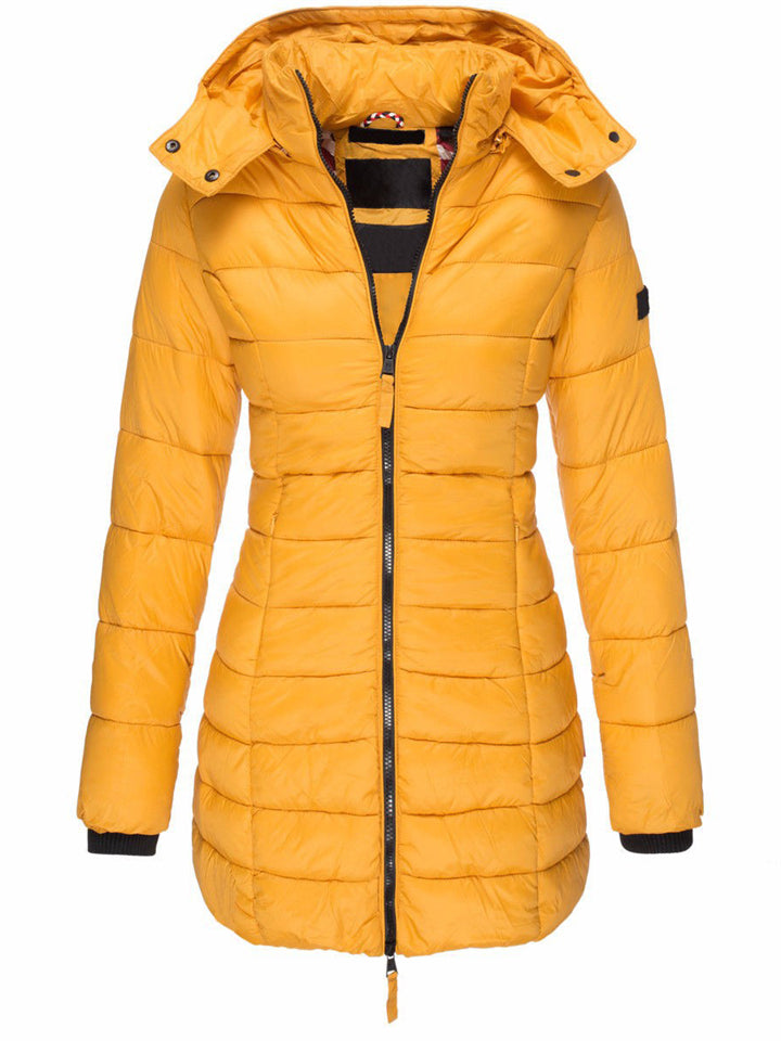 Elegant Detachable Hooded Women's Mid-Length Slim-Fit Thermal Down Coat