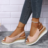 Sweet Bowknot Women’s Open Toe Wedge Heels Sandals for Summer