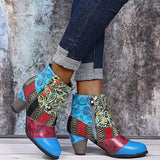 Amazing Retro Ethnic Style Splice Spika Heels Ladies Ankle Boots