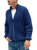 Solid Color Zipper Turtleneck Knitted Cardigan Sweater