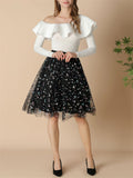 Ladies Elastic Waist Polka Dot Heart Print A-line Skirts