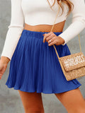 Female Gentle Elastic High Waisted Plain Pleated Skirts