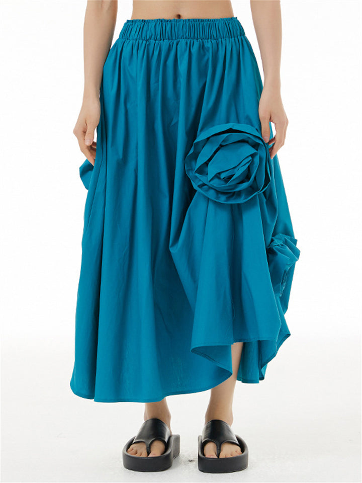 Lady Novel Summer Flower-decorated Slimming Skirts