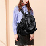 Casual Style Soft Material Rivet Deco Multi-Pocket Large Capacity Backpack