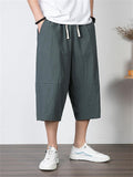 Men's Simple Casual Plus Size Linen Cropped Pants