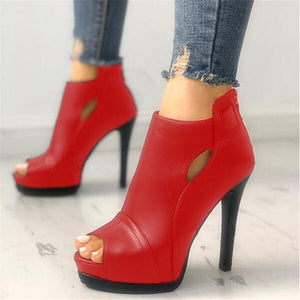 Stylish Peep Toe Platform Back Zipper Stilettos High Heels