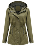 Women's Solid Color Waterproof Hooded Collar Coats