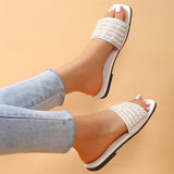 Women's Spring Large Size Artificial Pearl Casual Slippers
