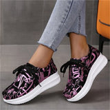 Fashion Printed Lightweight Lace-Up Leisure Shoes