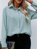 Silky Cozy Female Lapel Solid Color Chiffon Blouse