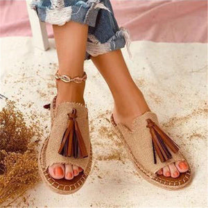 Summer Casual Flat Bottom Tassel Sandals