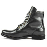 Army Knight Style Men Side Zipper PU Leather Vintage Boots