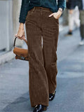 Women's Fashion High-Rise Corduroy Wide Leg Pants