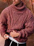 Men's Fashion Cable Knitted Turtleneck Long Sleeve Sweater