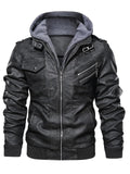 Men’s Slim Fit Full Zipper Multi Pocket Leather Jacket Coat