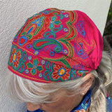 Ethnic Style Embroidery Flowers Slouch Skullcap Cap Beanie Hat