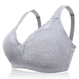 Women Plus Size Deep Plunge Comfy Cotton Bras - Gray