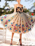 Colorful Appliques Butterfly Sweetheart Lace Backless Cocktail Dresses For Prom