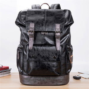 Men's British Style Zipper Adjustable Shoulder Strap PU Backpacks