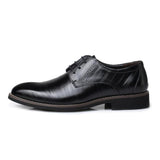 Men's Pointed Toe Lace-Up Business Casual Retro Leather Shoes