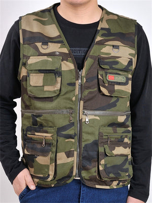 Men's Casual Multi Pockets Sleeveless Vest Jacket